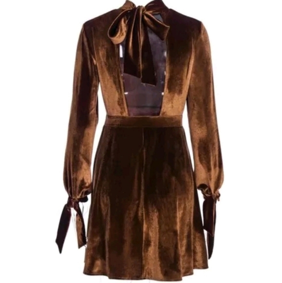 Velvet Mock-Neck Fit & Flare Dress  - Picture 6 of 8